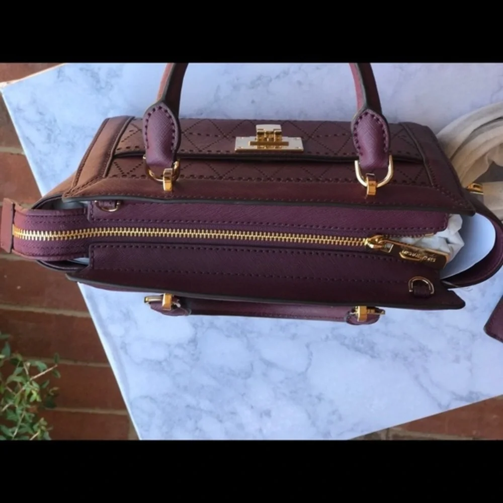Michael Kors Tina SM Leather satchel Handbag plum